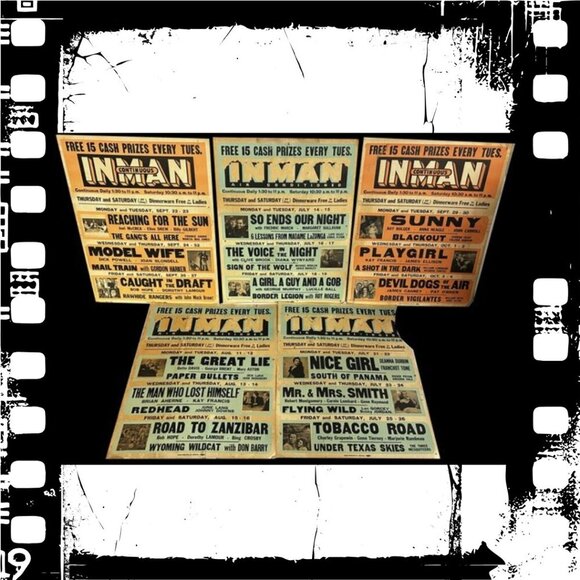 5 Vintage Inman Theatre Movie Placards 1940s Film Advertising Posters - Picture 5 of 10